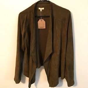 Beautiful NWT suede-like olive green/brown jacket